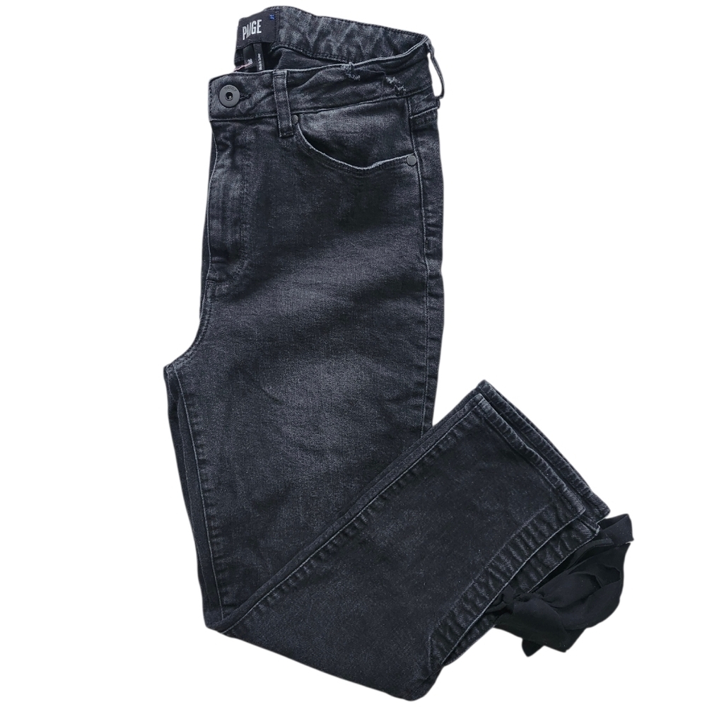 PAIGE Jacqueline Straight Ankle Jeans Black Wash – Size 28